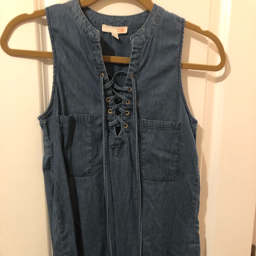 Gianni bini denim lace up top